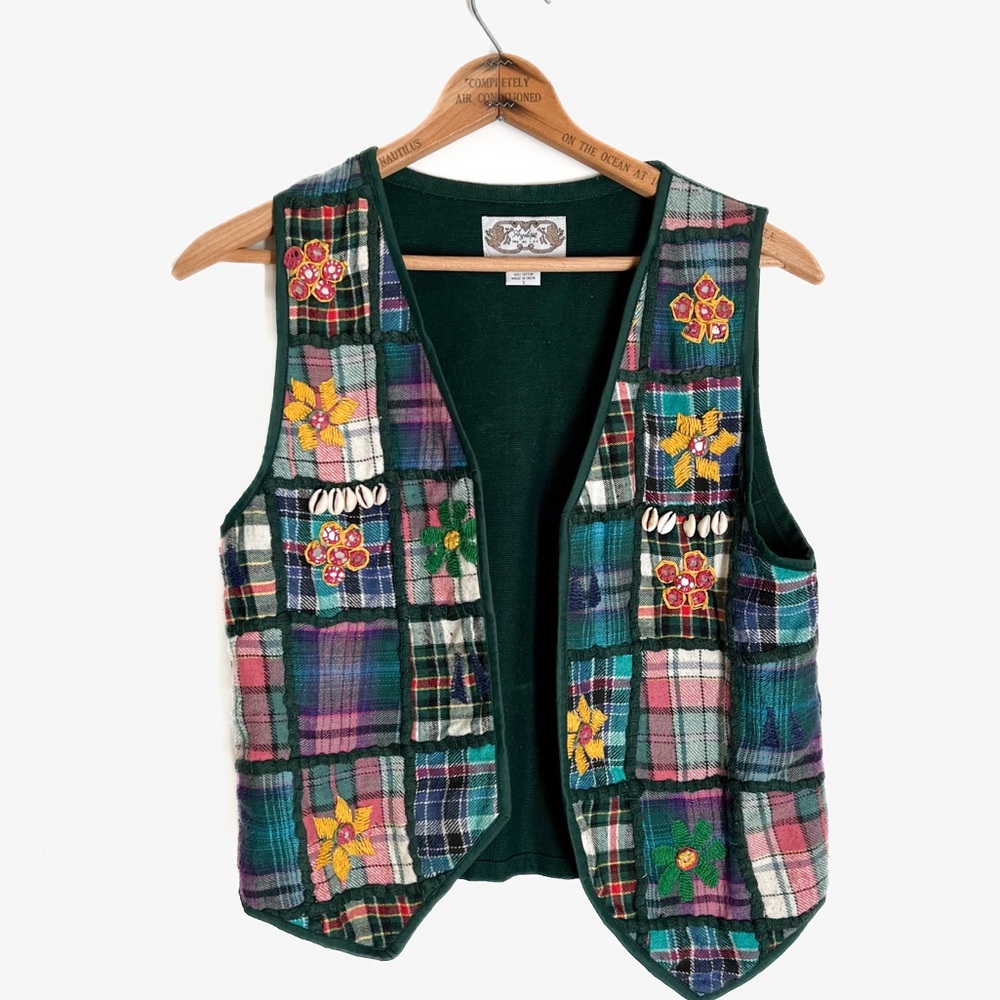 Vintage 90s Patchwork Embroidered Vest